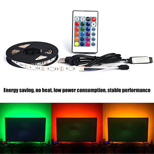 Luz Trasera de LED TV Tira de 5V USB con Control Remoto 50 RGB 16 Luz de Polarización para TV de Alta Definición Fondos Socialme-EU(3M)