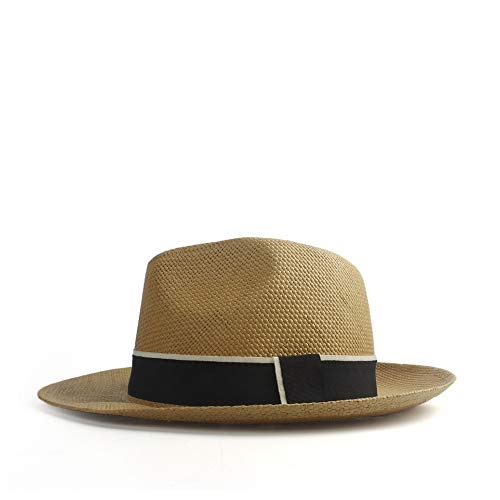 L.W.SURL Sombrero de ala ancha de Panamá Sombrero de sol de Panamá Sombrero de playa para tumbonas de sol Sombrero de verano de la Sra. Kentucky Derby Profesional (Color : Café, tamaño : 56-58CM)