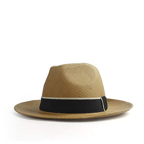 L.W.SURL Sombrero de ala ancha de Panamá Sombrero de sol de Panamá Sombrero de playa para tumbonas de sol Sombrero de verano de la Sra. Kentucky Derby Profesional (Color : Café, tamaño : 56-58CM)