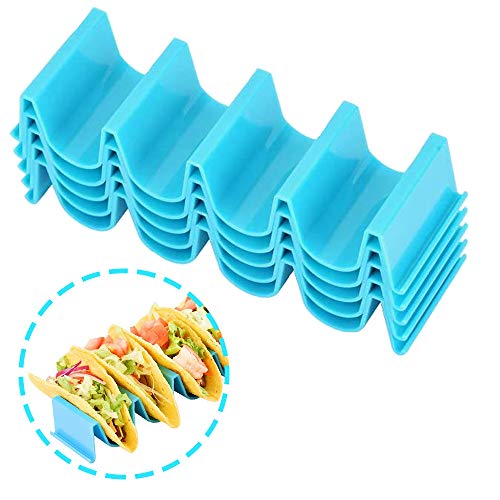 LWZko 8 Piezas Soporte para Tacos, Soportes Tacos para Fiestas, Mexicanos Bandejas Porta Tacos, Plástico ABS Soporte Taco hasta 4 Tacos Cada Uno para Restaurante, Hogar, Picnic, Fiesta(4 Colores)