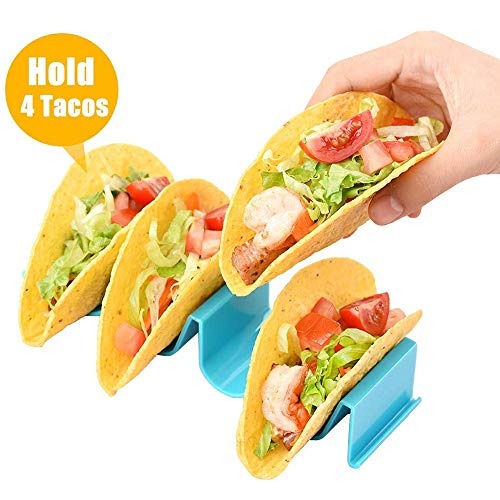 LWZko 8 Piezas Soporte para Tacos, Soportes Tacos para Fiestas, Mexicanos Bandejas Porta Tacos, Plástico ABS Soporte Taco hasta 4 Tacos Cada Uno para Restaurante, Hogar, Picnic, Fiesta(4 Colores)