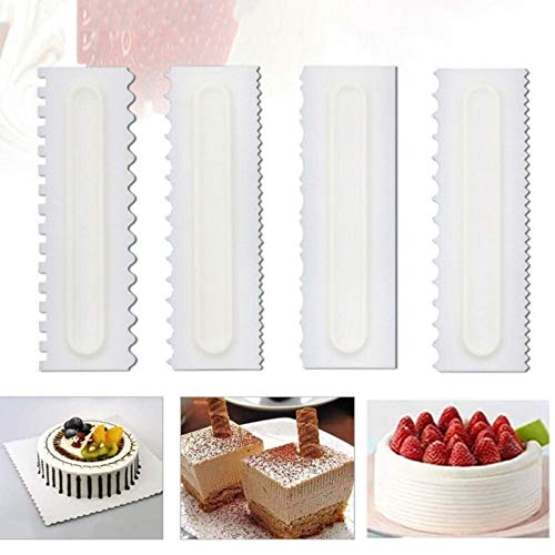 LXCDCH Espátula de Mantequilla de plástico, espátula de Crema Multifuncional rallador de Queso de Cocina Herramienta de decoración de Pasteles Zigzag 4 Modelos Diferentes para cocinar y Revolver 4pcs