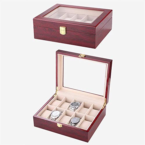 LXJ 10 Caja De Reloj Cedazo De Madera, Vitrina Caja De Regalo Joyas Caja De Almacenamiento, Una Almohada Desmontable