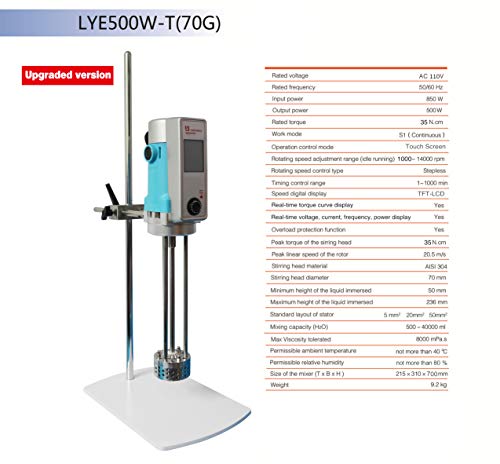 lye500s-h Lab high-shear emulsionar máquina laboratorio Emulsión máquina emulgente emulsification mezcla 70 g Rango de velocidad de 1000  13000 rpm