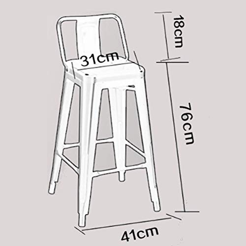 LYRWISHJD Muebles Conjunto De 2 pálido Gris Barra de Metal Industrial heces Desayuno Cocina Bistro Cafe Tolix Estilo rústico de la Vendimia Altura del Asiento 76 cm | Total Altura del Asiento 94cm