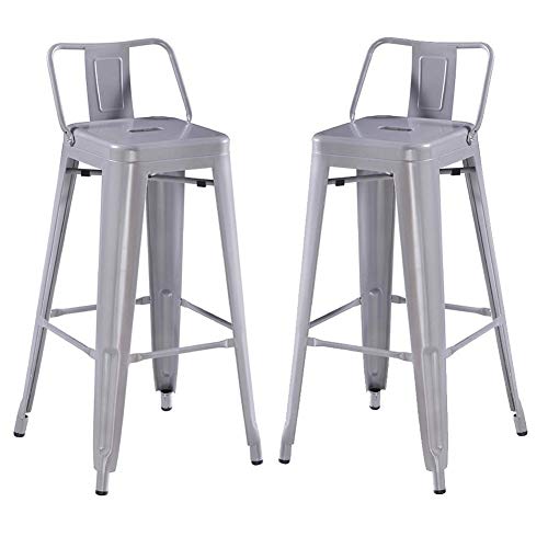 LYRWISHJD Muebles Conjunto De 2 pálido Gris Barra de Metal Industrial heces Desayuno Cocina Bistro Cafe Tolix Estilo rústico de la Vendimia Altura del Asiento 76 cm | Total Altura del Asiento 94cm