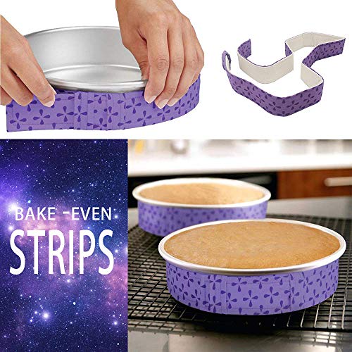 LYTIVAGEN 2 PCS Tiras de Repostería para Hornear, Cinturón de Algodón Grueso para Bandeja de Horno, Tiras Super Absorbente para Tartas, Reposterías, Pasteles, Galletes (Violeta)