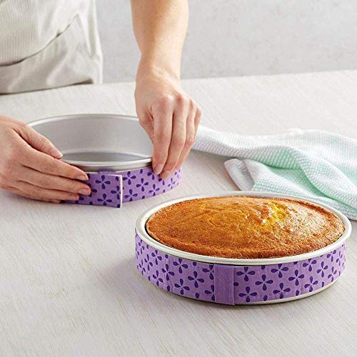 LYTIVAGEN 2 PCS Tiras de Repostería para Hornear, Cinturón de Algodón Grueso para Bandeja de Horno, Tiras Super Absorbente para Tartas, Reposterías, Pasteles, Galletes (Violeta)