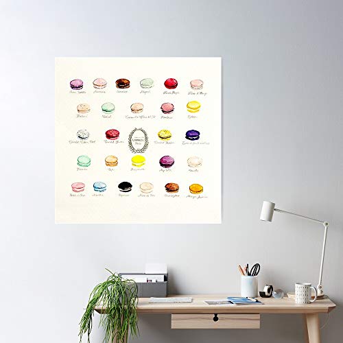 Macaron Laduree Cookies Sweets Menu French Macaroons Dessert Regalo para la decoración del hogar Wall Art Print Poster 11.7 x 16.5 inch