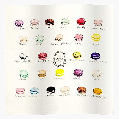 Macaron Laduree Cookies Sweets Menu French Macaroons Dessert Regalo para la decoración del hogar Wall Art Print Poster 11.7 x 16.5 inch