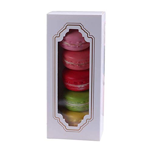 Macarons Caja 10pcs / Set de Regalo Chocolate Soporte Paperboard con Ventana Bricolaje Galleta Almacenaje Pastelería Funda Decoración Hogar Pastel Paquete Fiesta Boda Horneado Accesorios (S)