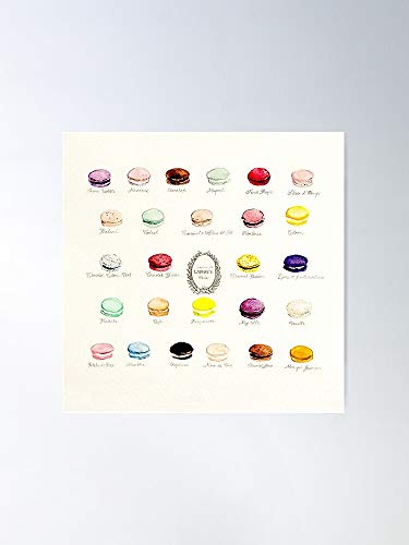 Macaroons Sweets Cookies Macaron Dessert Laduree Menu French Regalo para la decoración del hogar Wall Art Print Poster 11.7 x 16.5 inch