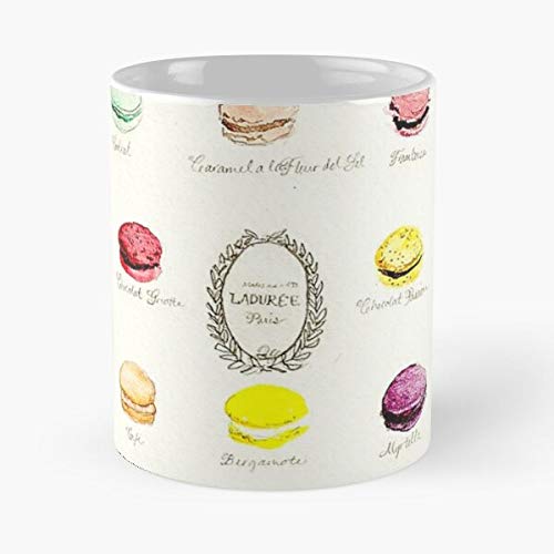 Macaroons Sweets Cookies Macaron Dessert Laduree Menu French Taza de café con Leche 11 oz