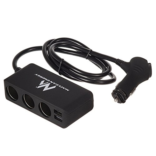 Maclean Energy MCE117 - Ladrón y alargador de mechero de Coche 12V, 3 Tomas y 2 Puertos USB