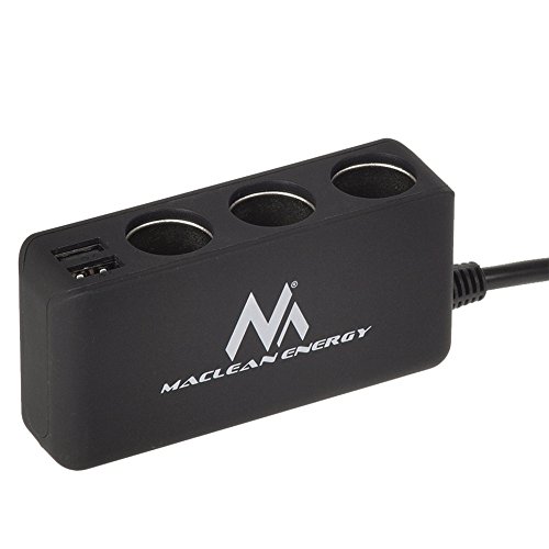 Maclean Energy MCE117 - Ladrón y alargador de mechero de Coche 12V, 3 Tomas y 2 Puertos USB