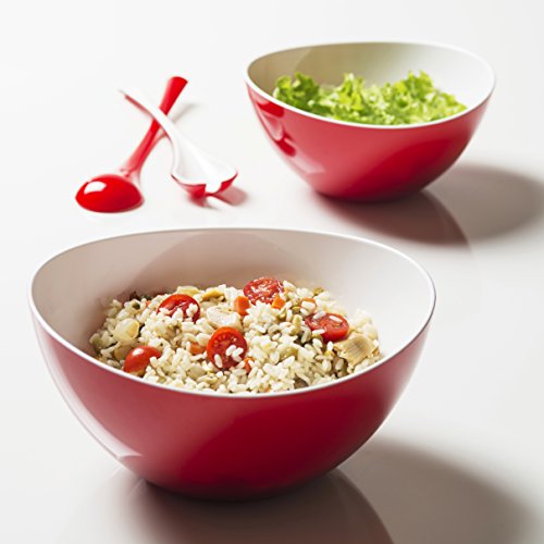 mada Design Ensalada plástica bicolor irrompible tazón de pasta, diámetro 20 cm, capacidad 1,5 litros, apilable y apto para lavavajillas, Linea Trendy