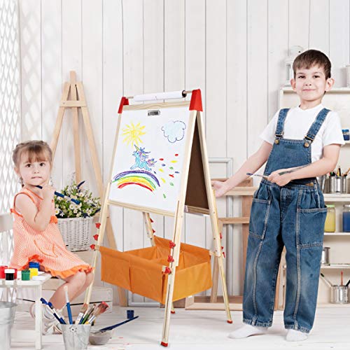 Magicfun Caballete Pintura Niños, 2 en 1 Pizarra de Madera, Pizarra Blanca Magnética con Letras, Números, Tizas, Rotuladores y Muchos Accesorios, Juguete Educativo Regalo Niños 3 a 8 Años