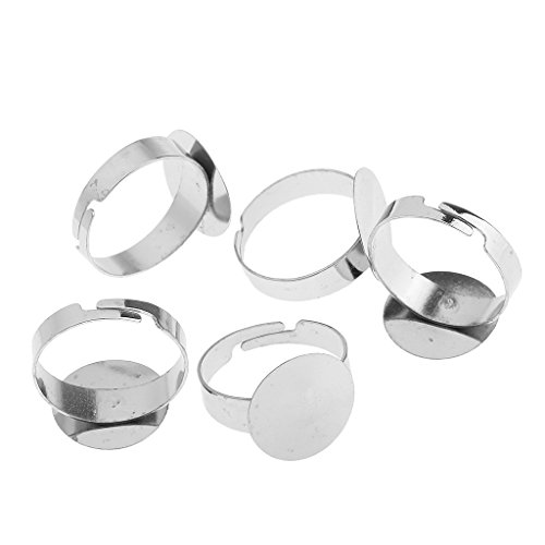 MagiDeal 50 Piezas Bisel Base Ajustable de Anillo para Fabricación de Joyería Color Plata - 1.5cm