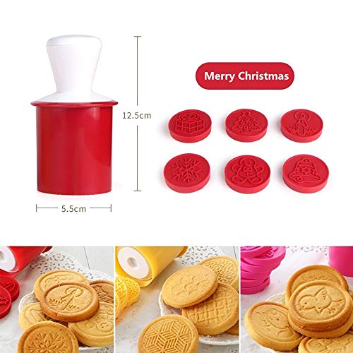 Magiin 1 Juego de Moldes Utensilios de Repostería con Árbol de Navidad Copos de Nieve Campanas Hombre de Jengibre Regalo Vela Sellos para Galletas Bizcochos Crema Chocolate Tartas Hornear DIY