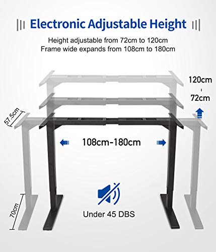 MAIDeSITe Mesa Ajustable Altura eléctrica Escritorio Regulable en Altura Motor Dual Escritorio de pie 4 Controlador de Memoria Digital Marco de Escritorio de pie con (Negro)