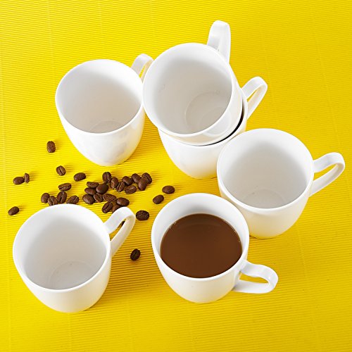 MALACASA, Serie Elvira, 6 Piezas Vajillas de Porcelana Juego de Vaso 5'' 380ml Vaso para Leche Vaso para Te Vaso para Caffe