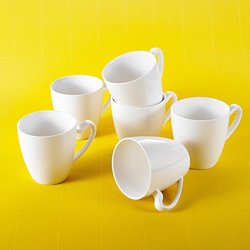 MALACASA, Serie Elvira, 6 Piezas Vajillas de Porcelana Juego de Vaso 5'' 380ml Vaso para Leche Vaso para Te Vaso para Caffe