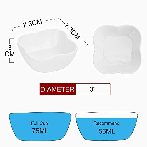 MALACASA, serie RAMEKIN.DISH, Cuencos de Aperitivo 12 piezas 7,6 cm (7 * 7 * 3 cm) Mini Cuencos de Aperitivo Postre 10x10x3,9cm Model para Tarta/Galletas