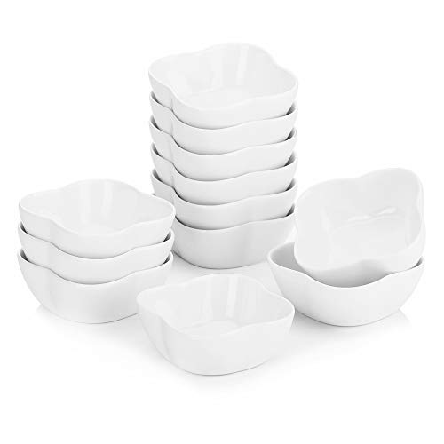 MALACASA, serie RAMEKIN.DISH, Cuencos de Aperitivo 12 piezas 7,6 cm (7 * 7 * 3 cm) Mini Cuencos de Aperitivo Postre 10x10x3,9cm Model para Tarta/Galletas