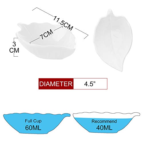 MALACASA Serie Ramekin.dish Cuencos para Aperitivos, Salsa 12 Piezas Vajilla de Porcelana (4.5" 11.5 * 7 * 3cm) Super Mini Tazón de Postre Marfil Blanco