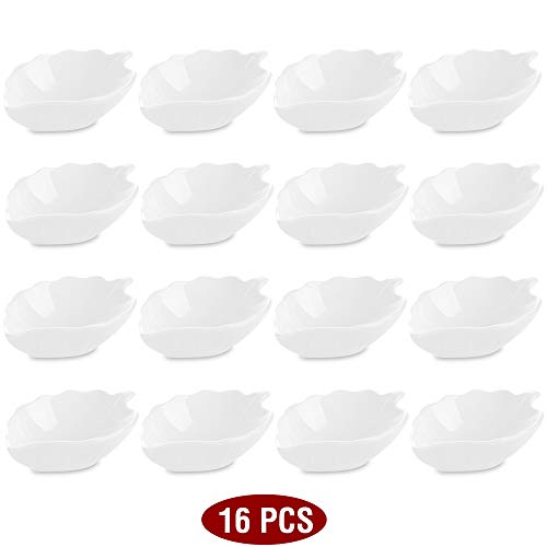 MALACASA Serie Ramekin.dish Cuencos para Aperitivos, Salsa 12 Piezas Vajilla de Porcelana (4.5" 11.5 * 7 * 3cm) Super Mini Tazón de Postre Marfil Blanco