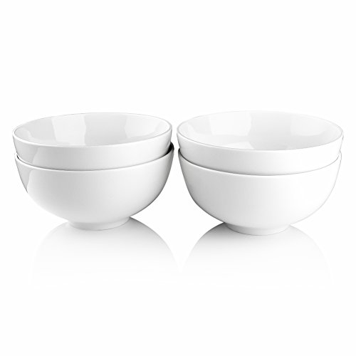 Malacasa, serie Regular, 4 piezas Juego de Cuencos 7", Vajilla de Porcelana Cuencos de Sopa/Cereales Tazon para Arroz