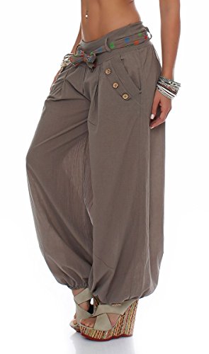 Malito Bombacho clásico Design Boyfriend Aladin Harem Pantalón Sudadera Baggy Yoga 3417 Mujer Talla Única (Fango)