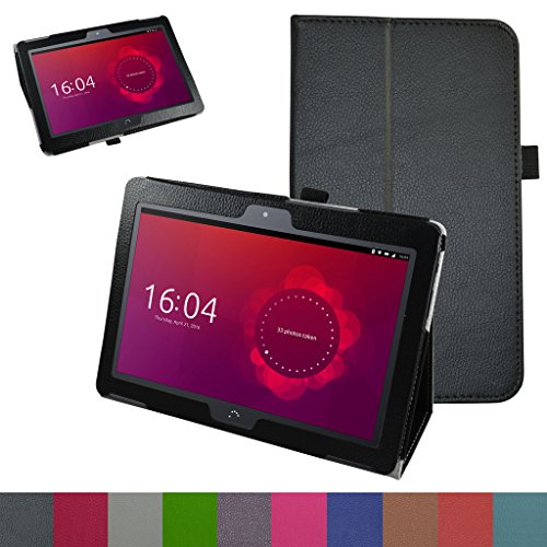 MAMA MOUTH bq Aquaris M10 Funda, Slim PU Cuero con Soporte Funda Caso Case para 10.1" bq Aquaris M10 FullHD FHD HD/Aquaris M10 Ubuntu Edition Android Tablet,Negro