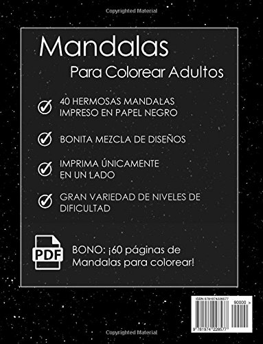Mandalas Para Colorear Adultos: Un Libro Para Colorear Para Adultos Night Edition + BONO Gratuito De 60 Páginas De Mandalas Para Colorear (PDF Para Imprimir)
