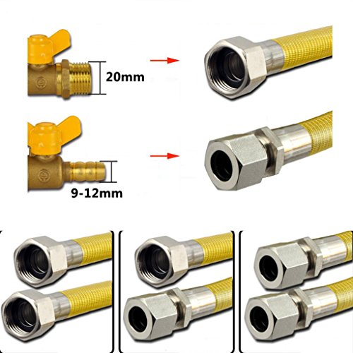 Manguera Liuyu · Vida en el hogar Tubería de Gas de Acero Inoxidable 304 Tubería de Gas Natural Estufa de Gas Calentador de Agua Acanalada de Metal 0,5 m (Color : Screw Mouth+Jack)