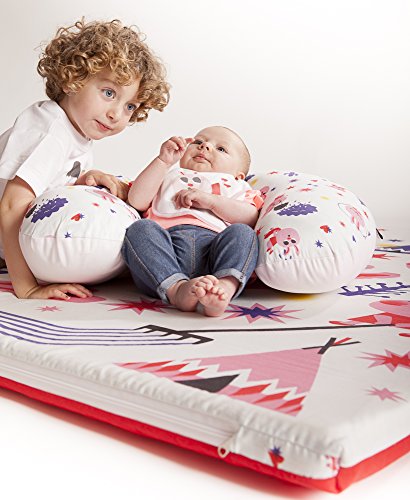 Manta de juegos para bebes suelo acolchada plegable enrollable gimnasio actividades alfombra 130x90 cm Fabricada en España (Pink Rabbit)