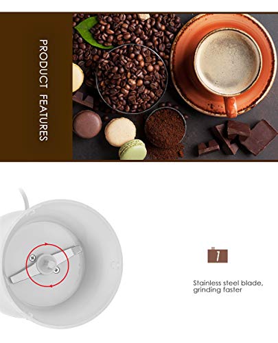 Máquina amoladora eléctrica eléctrica de café Máquina amoladora doméstica Máquina de café Molinillo de frijoles Molinillo molinador de acero inoxidable Miller,White