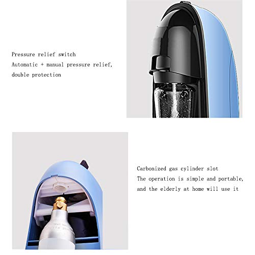 Máquina de Carbonatación Premium Máquina de Bebidas Gaseosas con 2 Botellas de PET y Cilindro de CO2 Hacer Jugo Casero de Agua con Gas Té y Bebidas de Cóctel con Fruta (Azul)