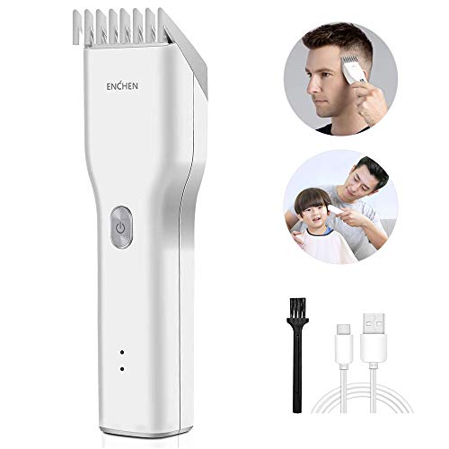 Máquina de Cortar Pelo,para ENCHEN Cortapelos,Todo en 1 Cortadora de Pelo,Cuchillas de Cerámica,2 velocidades,Inalámbrica Recargable con USB,Cortapelos Nariz y Orejas (white)