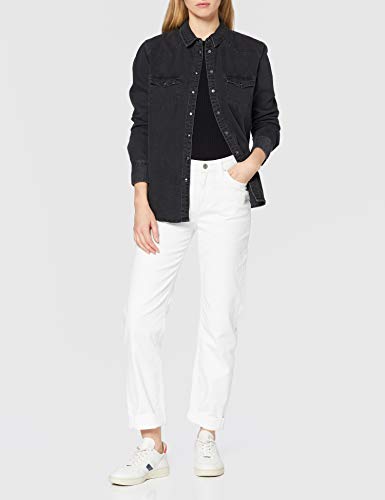 Marca Amazon - find. Camisa Manga Larga Vaquera Mujer, Negro (Washed Black as approved swatch), 40, Label: M