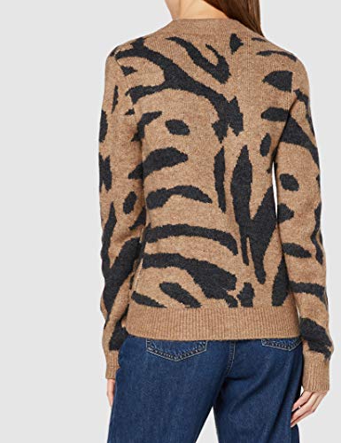 Marca Amazon - find. Chaqueta con Cuello de Pico Mujer, Marrón (estampado de tigre)., 38, Label: S