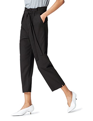 Marca Amazon - find. Check Paperbag Waist, Pantalón de Cuadros con Cintura de Fuelle Mujer, Negro, 48, Label: 3XL