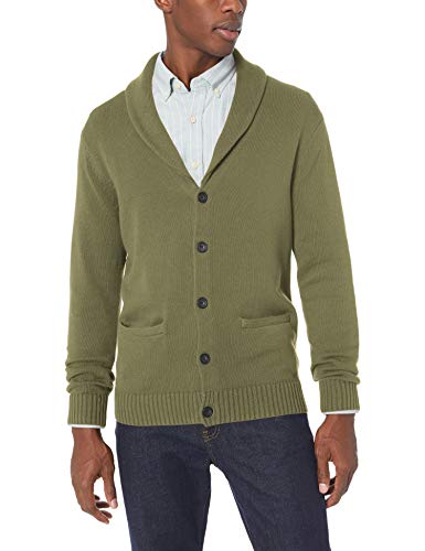 Marca Amazon – Goodthreads – Cárdigan de algodón suave para hombre, Verde (solid olive Oli), US XS (EU XS)