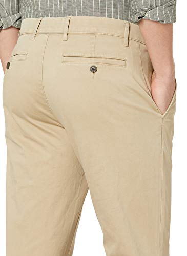 Marca Amazon – Goodthreads – «El pantalón chino perfecto»; pantalón chino de corte entallado, lavado, cómodo y elástico para hombre, Caqui, 31W x 36L