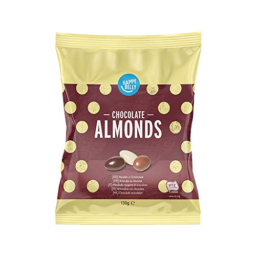 Marca Amazon - Happy Belly Almendras con chocolate 130g x 6