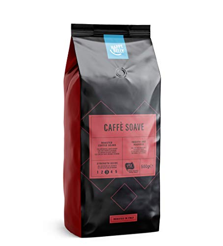 Marca Amazon - Happy Belly Café de tueste natural en grano "Caffè Soave" (2 x 500g)