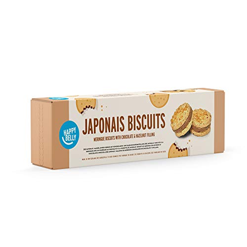 Marca Amazon - Happy Belly - Galletas Japonais (merengue con chocolate y avellana) - 8 packs de 100 g