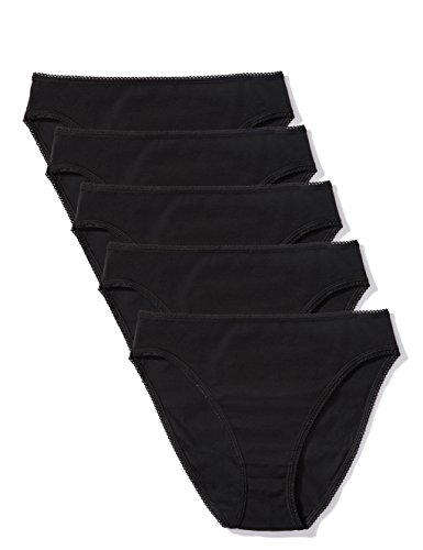 Marca Amazon - IRIS & LILLY Braguita para Mujer Pack de 5, Negro (Black), S