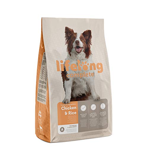 Marca Amazon - Lifelong Complete - Alimento seco completo para perros adultos rico en pollo y arroz, 1 x 15 kg