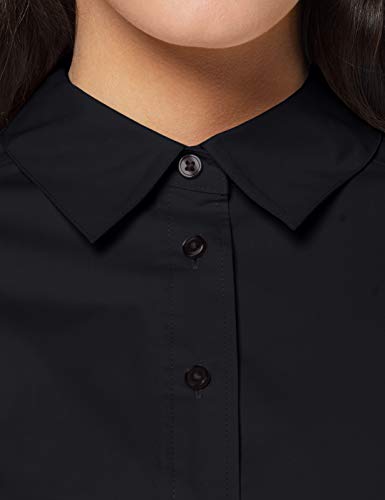 Marca Amazon - MERAKI Camisa de Manga Larga de Algodón Mujer, Negro (Black), 40, Label: M